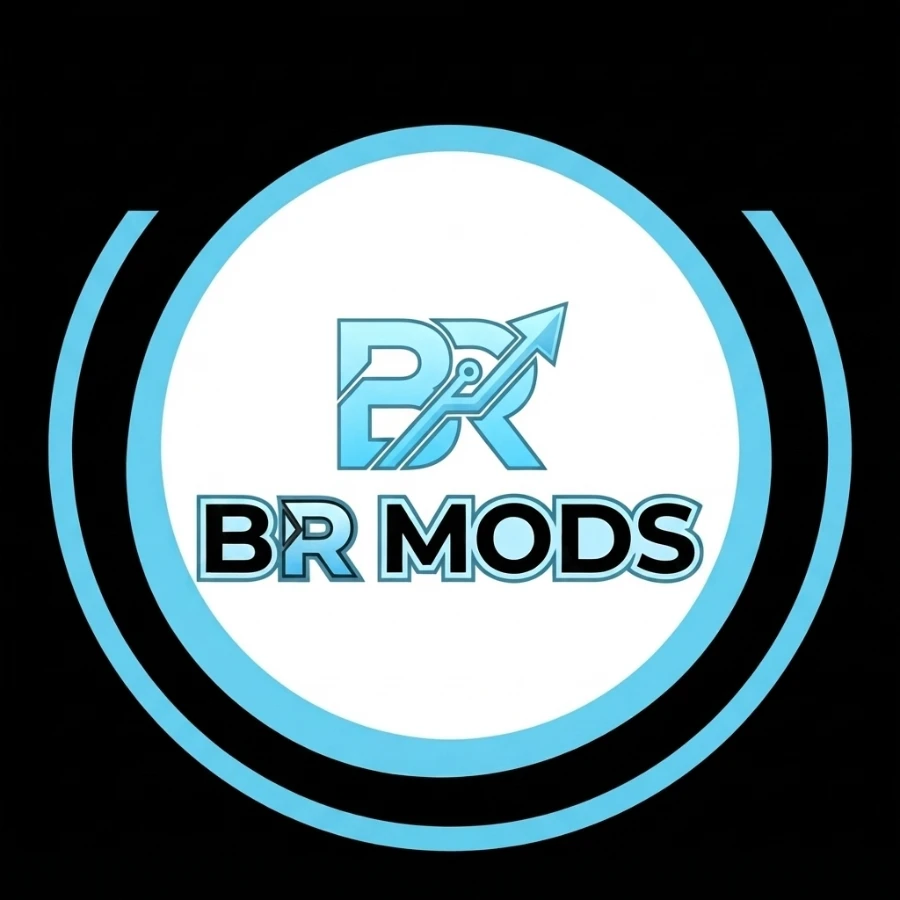 BR Mods official logo with cyan circle design and arrow icon on black background